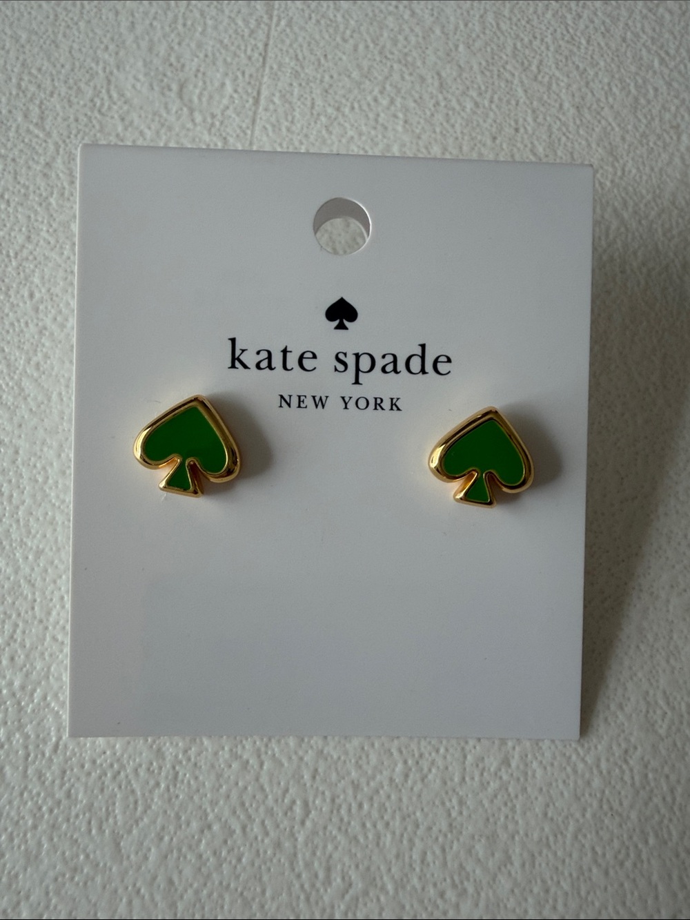 ♠️ kate spade ♠️ - Everyday Spade KS Green Stud Earrings - Picture 2 of 3